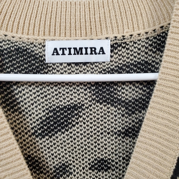 SOLD Atirmira Cardigan Sweater Women's Button Up Leopard Print Thigh Length M - Picture 4 of 8